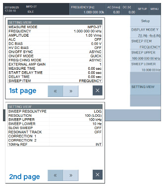 Setting items (SETTING VIEW)