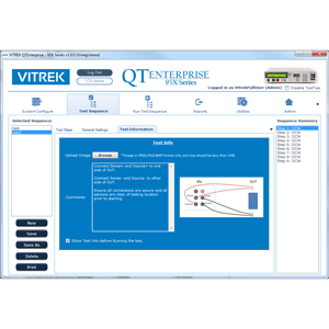 QT Enterprise Software by Vitrek - test information screen