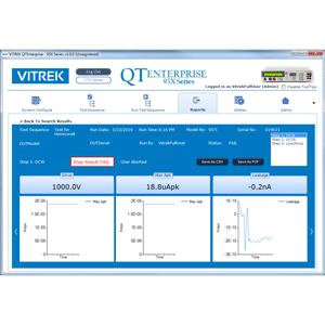 QT Enterprise Software by Vitrek - reports screen