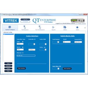 QT Enterprise Software by Vitrek - configure screen